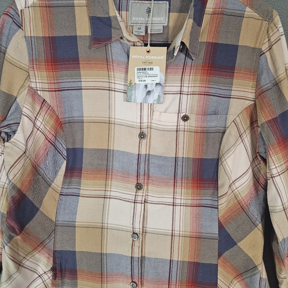 NWT  Royal Robbins Womens Dream Trekker Flannel Shirt Nazare Long Sleeve Medium - Picture 2 of 11